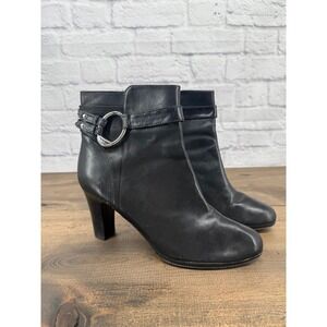 Lauren Ralph Lauren Myla Leather Ankle Boots Black Womens 9.5B Classic